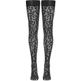 Cottelli LEGWEAR Halterlose Strümpfe im Leo-Look, Oeko-Tex zertifiziert, schwarz