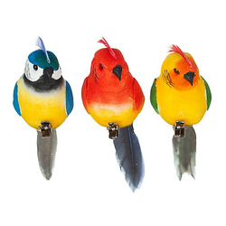 Papageien mit Federn, 12 x 3 cm, 3 Stück