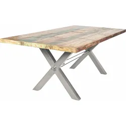 Esstisch SIT "Tops", silber (roheisen lackiert), B:220cm H:78cm T:100cm, Tische, Esstisch Holz-Esstische Küchentisch Rechteckiger Esstisch, aus recyceltem Altholz