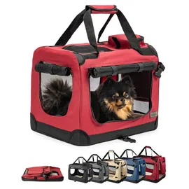 LIONTO Hundetransportbox 50 x 34 x 36 cm Dunkelrot