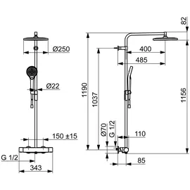 Hansa Viva Duschsystem mit Thermostat Schwarz 6515920133