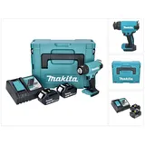 Makita DHG 180 RTJ Akku Heißluftgebläse 18 V 550 °C + 2x Akku 5,0 Ah + Ladegerät + Makpac