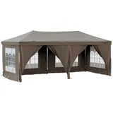 vidaXL Partyzelt Faltbar mit Seitenwänden Taupe 3 x 6 m
