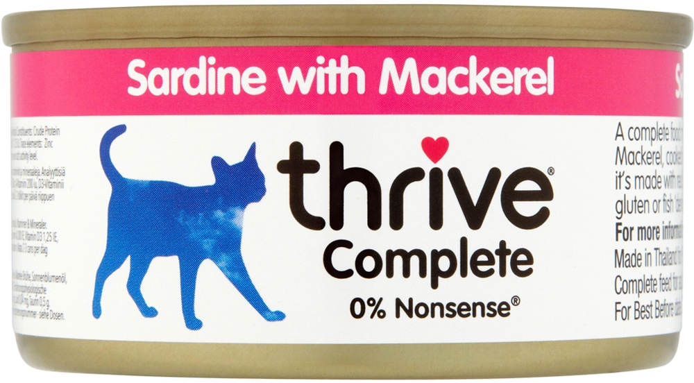 24x75g Complete - Sardine & Makrele Thrive getreidefreies Katzenfutter nass