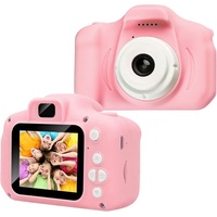 Kinder Kamera, Kinderkamera Digital Fotokamera Selfie,Digitalkamera 8M Pixel, mit Blitzlicht, Fun Junge Mädchen Kamera 32GB SD-Karte, Rosa, Geburt...