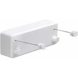 Ausziehbare Wäscheleine Aus Abs + Wäschetrockner Aus Aluminium Mit Doppelt Verstellbarem Edelstahlseil, Hotelausführung, Robust, Zur Wandmontage, 4,2 M, Weiß