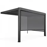 Oviala Pergola, Grau, Metall, Rechteckig, 281x250x403 cm, Sonnen- & Sichtschutz, Pavillons & Pergolas