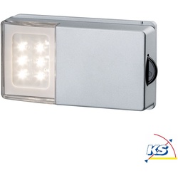Paulmann LED Batterie-Schrankleuchte SNAP, mit Gleitrolle für Schiebetüren, 4x 1.5V (AAA), 2700K 30lm, Silber PAUL-70498