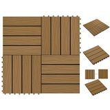 vidaXL Terrassenfliesen geprägtes WPC 30x30cm 1qm Teak Farbe