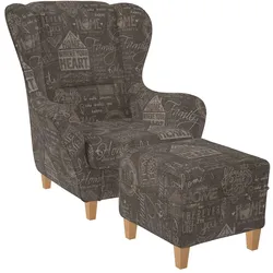 Supellex Sofia Ohrensessel mit Hocker | Design Helsinki Braun