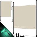 Kesser KESSER® Klemmmarkise Senkrechtmarkise außen Ausziehbar & Blickdicht Vertikalmarkise mit Handkurbel ohne Bohren Balkon-Sichtschutz & Windschutz für Garten & Terrasse Wasserfest