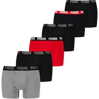Puma Boxershorts Basic Everyday grau/rot/schwarz XL 6er Pack
