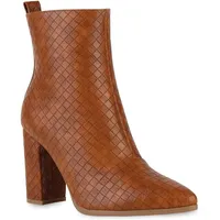 VAN HILL Klassische Stiefeletten in Hellbraun Muster - Braun