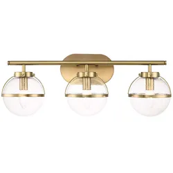 Wandlampe Wandleuchte Badezimmerlampe Stahl Glas Messing L 60,6cm Vintage-Design
