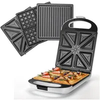 Taylor Swoden 3-in-1-Sandwichmaker Bruno - Waffeleisen Backblech für 4 Sandwiches, 180° Wendung, BPA-frei, 1200,00 W, Schnelles Garen, Einfache Verwendung, einfache Reinigung weiß