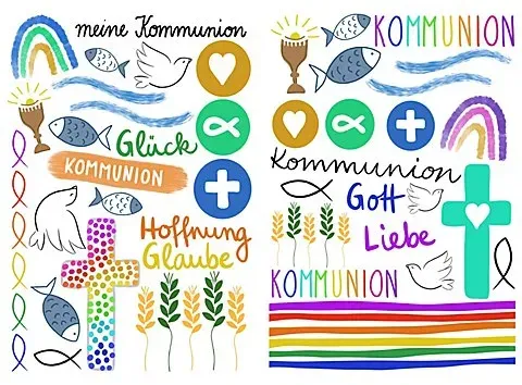 Kerzentattoos "Kommunion", 2 Bogen