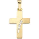 Kettenanhänger ADELIA ́S "Kreuzanhänger 333 Gold ( 8K ) mit Zirkonia", gold, Schmuckanhänger, Damen, mit Zirkonia, Gold, Kettenanhänger, Goldanhänger Kreuz