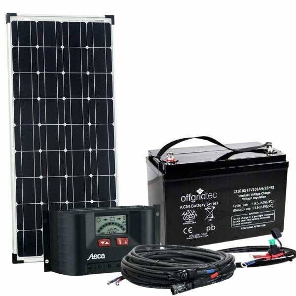 Offgridtec® 100 Watt Solaranlage BIG-L 100W 101Ah 12V Komplettsystem