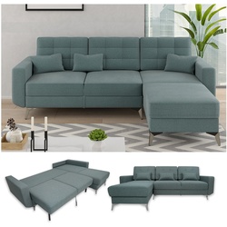 VitaliSpa Ecksofa Schlafsofa Boxspringsofa York Schlaffunktion Bettkasten blau