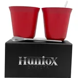 Huniox® 2 x 250 ML Latte Macchiato Gläser - Cappuccino Tassen Set - Latte Macchiato-Gläser - Tasse Ohne Henkel - Kaffee- & Teegläser - Cappuccino Tassen Dickwandig - Kaffeetasse Set (RUBY, 250 ML)