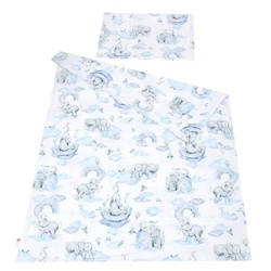 Kinderbettwäsche BABYLUX Kinderbettwäsche 2Tlg. 100 x 135 cm Bettwäsche Bettbezug Baby, BabyLux, 126. Elefanten Blau weiß