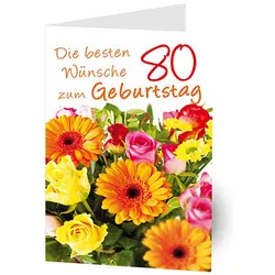 LUMA Geburtstagskarte 80. Blumen DIN B6