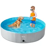 Toozey Hundepool für Große & Kleine Hunde, 80cm / 120cm / 160cm Faltbare Hunde Pools, Planschbecken für Kinder und Hunde, Hundebadewanne, Sicher & Umweltfreundlich