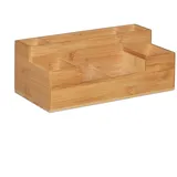 Relaxdays Schreibtisch Organizer, 7 Fächer, Bambus-Organizer, Büro, Küche, Bad, Tischorganizer HBT 11x30x15cm, Natur