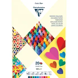 Clairefontaine Tonpapier 10 Farben sortiert 120 g/m2 20 Blatt DIN A4