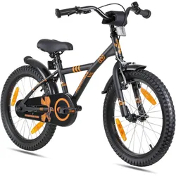 Kinderfahrrad 18 Zoll ab 5-6 Jahre mit Rücktritt und V-Brake SCHWARZ|SCHWARZ|orange 18