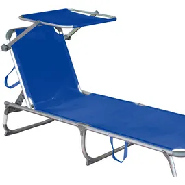 Garden Pleasure Kiso Sonnenliege 197 x 61 x 33,5 cm blau inkl. Sonnendach klappbar