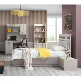 JV Möbel Kinderzimmer Set Luxus Kinderbett, Nachttisch, Buecherregal, Schreibtisch), Beige: