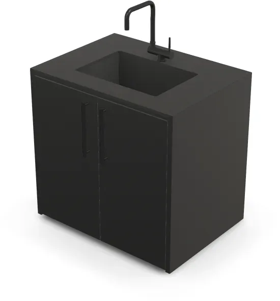 Brabura CT 90 Waschbeckenmodul - Schwarz / Anthrazit / Matt schwarzer Griff