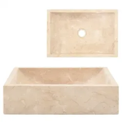 Waschbecken Marmor 3 | vidaXL : Farbe - Creme