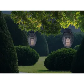 GLOBO LED Rattan Solarlaterne 35 cm grau