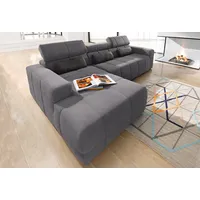 DOMO collection Ecksofa DOMO COLLECTION "BRANDON 289x177 cm, belastbar bis 140 kg/Sitz, L-Form", grau (dunkelgrau), B:289cm H:80cm T:175cm, Luxus-Microfaser in Antikleder-Optik (100% Polyester);Luxus-Microfaser (100% Polyester);Kunstleder SOFTLUX, Sofas, Ecksofa, ohne