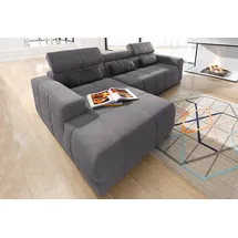 DOMO collection Ecksofa DOMO COLLECTION "BRANDON 289x177 cm, belastbar bis 140 kg/Sitz, L-Form", grau (dunkelgrau), B:289cm H:80cm T:175cm, Luxus-Microfaser in Antikleder-Optik (100% Polyester);Luxus-Microfaser (100% Polyester);Kunstleder SOFTLUX, Sofas, Ecksofa, ohne