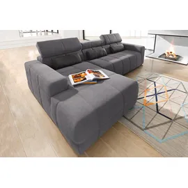 DOMO collection Ecksofa DOMO COLLECTION "BRANDON 289x177 cm, belastbar bis 140 kg/Sitz, L-Form", grau (dunkelgrau), B:289cm H:80cm T:175cm, Luxus-Microfaser in Antikleder-Optik (100% Polyester);Luxus-Microfaser (100% Polyester);Kunstleder SOFTLUX, Sofas, Ecksofa, ohne