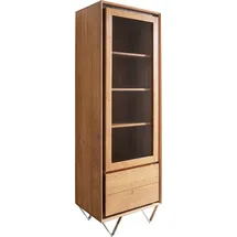 DeLife Vitrine Stonegrace Akazie Natur 1 Tür 2 Schubladen Steinfurnier V-Fuß Vitrinen