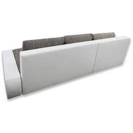 beautysofa L-Form Ecksofa TEO mit Bettkasten Schlaffunktion, Schlafecke - Sofa Webstoff Kunstleder, Ecke (Stoff: berlin 01 + madryt 120, Seite: links) - Grau/Weiß