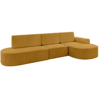 altdecor Eckcouch Cord 5-Sitzer Senfgelb