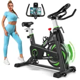 Riksion Heimtrainer Fahrrad mit Magnetwiderstand, Indoor Fitnessbike Hometrainer, Spinning Bike Indoor bis 160 kg belastbar, Schwere Schwungmasse und Ergonomisches Sitzpolster