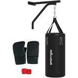 sportnow Boxsack Wandhalterung Boxsack Ständer mit Handschuhen, Stahl, Schwarz