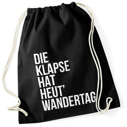 Autiga Turnbeutel Turnbeutel Klapse hat heut Wandertag Hipster Beutel Tasche Jutebeutel Gymbag schwarz