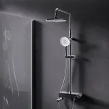 AM.PM Duschsystem mit Thermostat 38°C Edelstahl Duscharmatur Set, Duschsäule Regendusche, inkl. verstellbar Duschstange Handbrause F07xb300