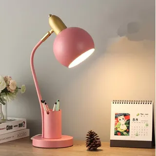 SXYSXYSXY Modern Nordic Schreibtischlampe Metall Kinder Büro Leselampe Retro Klassische Studierlampe LED Verstellbarer Kopf Tischlampe Arbeitslampe Schlafzimmer Nachttischlampe E27*1,Rosa