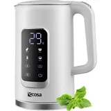 ecosa Wasserkocher Edelstahl mit Temperatureinstellung (40°C-100°C) 1,7 Liter 2200 Watt Teekocher 100% BPA FREI Warmhaltefunktion LED Display mit...