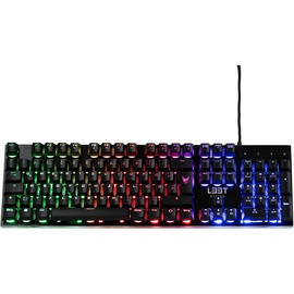 L33T Oseberg Gaming Tastatur (PC Gaming Keyboard, RGB Beleuchtung, QWERTZ DE Layout, 25 Anti-Ghosting-Tasten, 12 Medientasten, Aluminium-Oberfläche, USB)