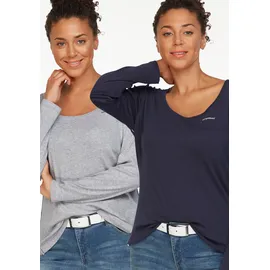 KangaROOS Langarmshirt Packung, 2er-Pack, 2 Stk. Langarm, unifarben oder meliert, Rundhalsausschnitt, blau