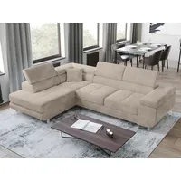 bromarkt Ecksofa ANTON Schlaffunktion, Bettkasten L-Form 275x202x90cm beige - Beige